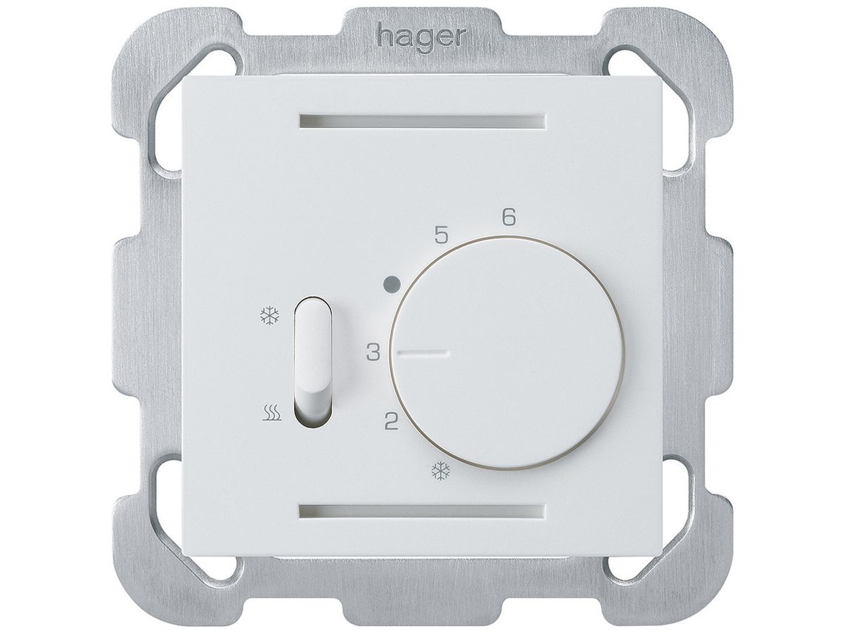 UP-Thermostat Hager kallysto B, mit Schalter Heizen/Kühlen, weiss
