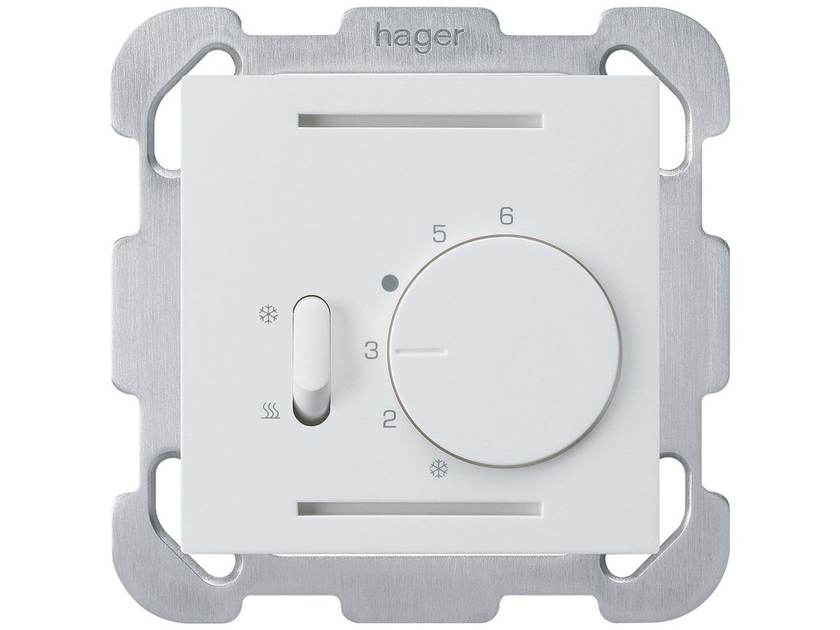 UP-Thermostat Hager kallysto B, mit Schalter Heizen/Kühlen, weiss