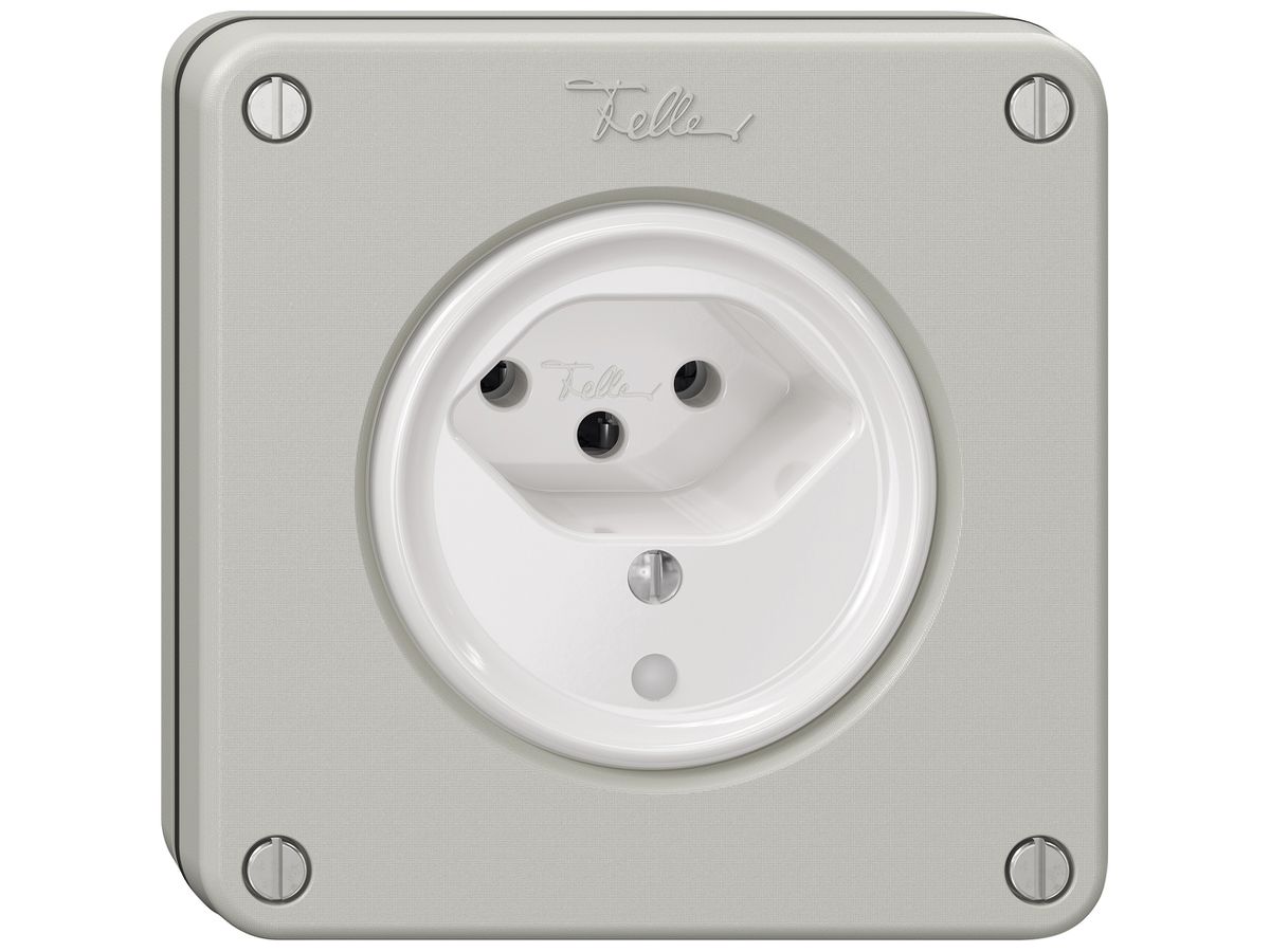UP-Steckdose NEVO SNAPFIX® 1×T13 10A 250V beleuchtet 87×87×32mm IP21 lgu