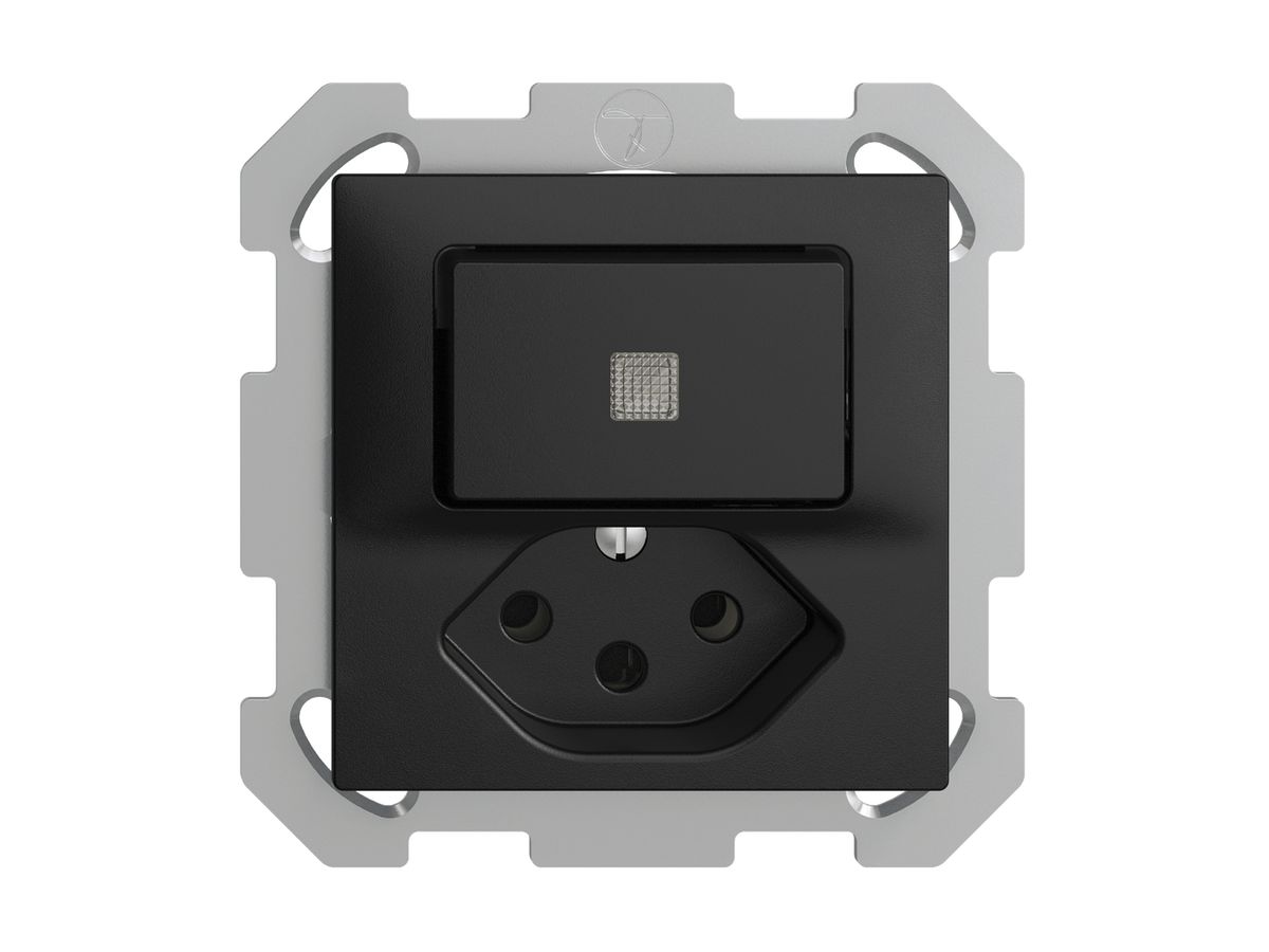 UP-Leuchtkombination A-R/1L+T13 schwarz, LS EDIZIOdue mit Linse, LED gelb