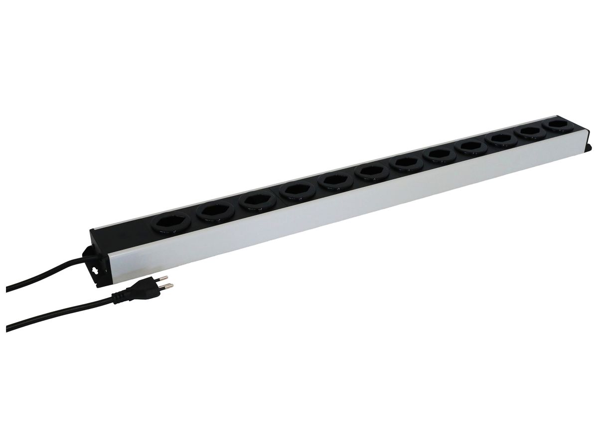 Steckdosenleiste MH POWER LINE 10A 12×T13 1.5m grau-schwarz