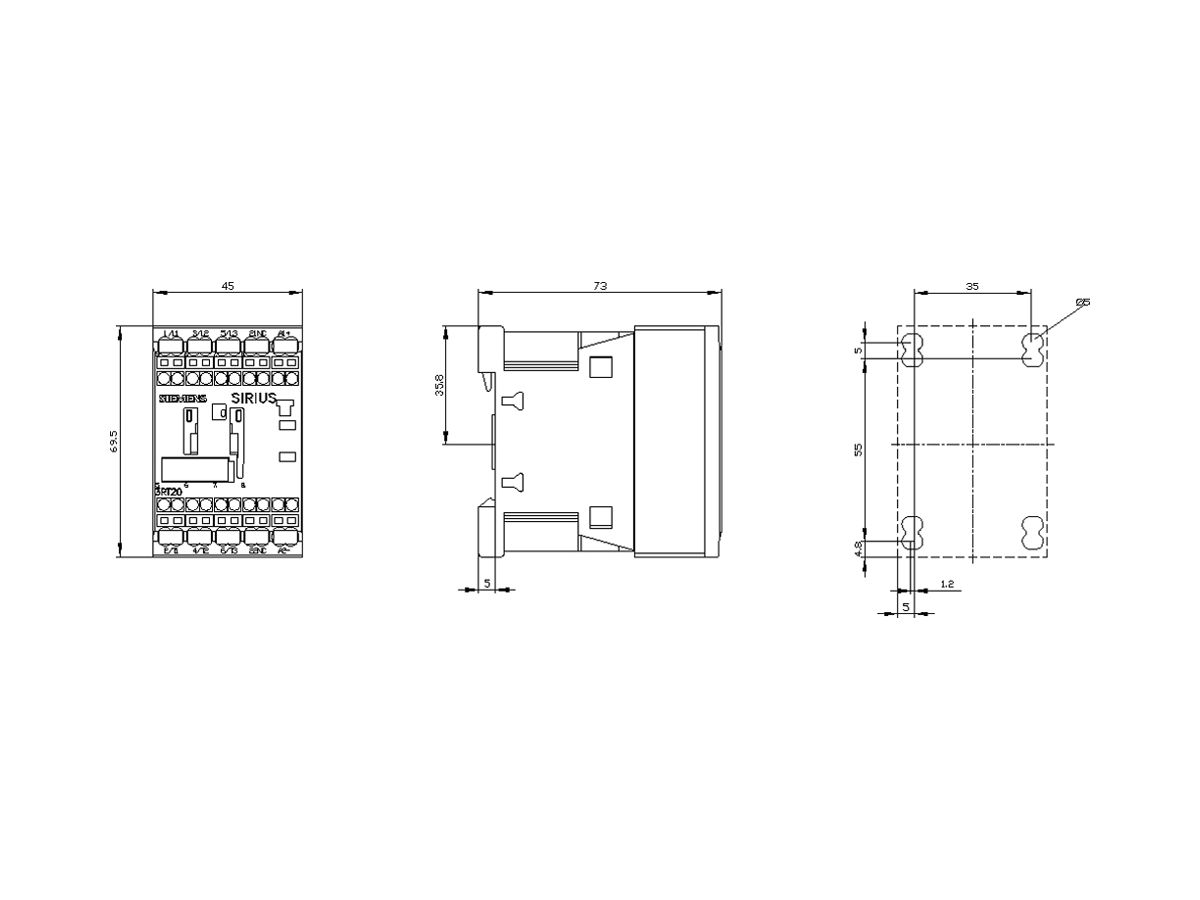 Koppelschütz Siemens SIRIUS 3RT2 24VDC 3P 7A +1Ö+Diode Federzugklemmen