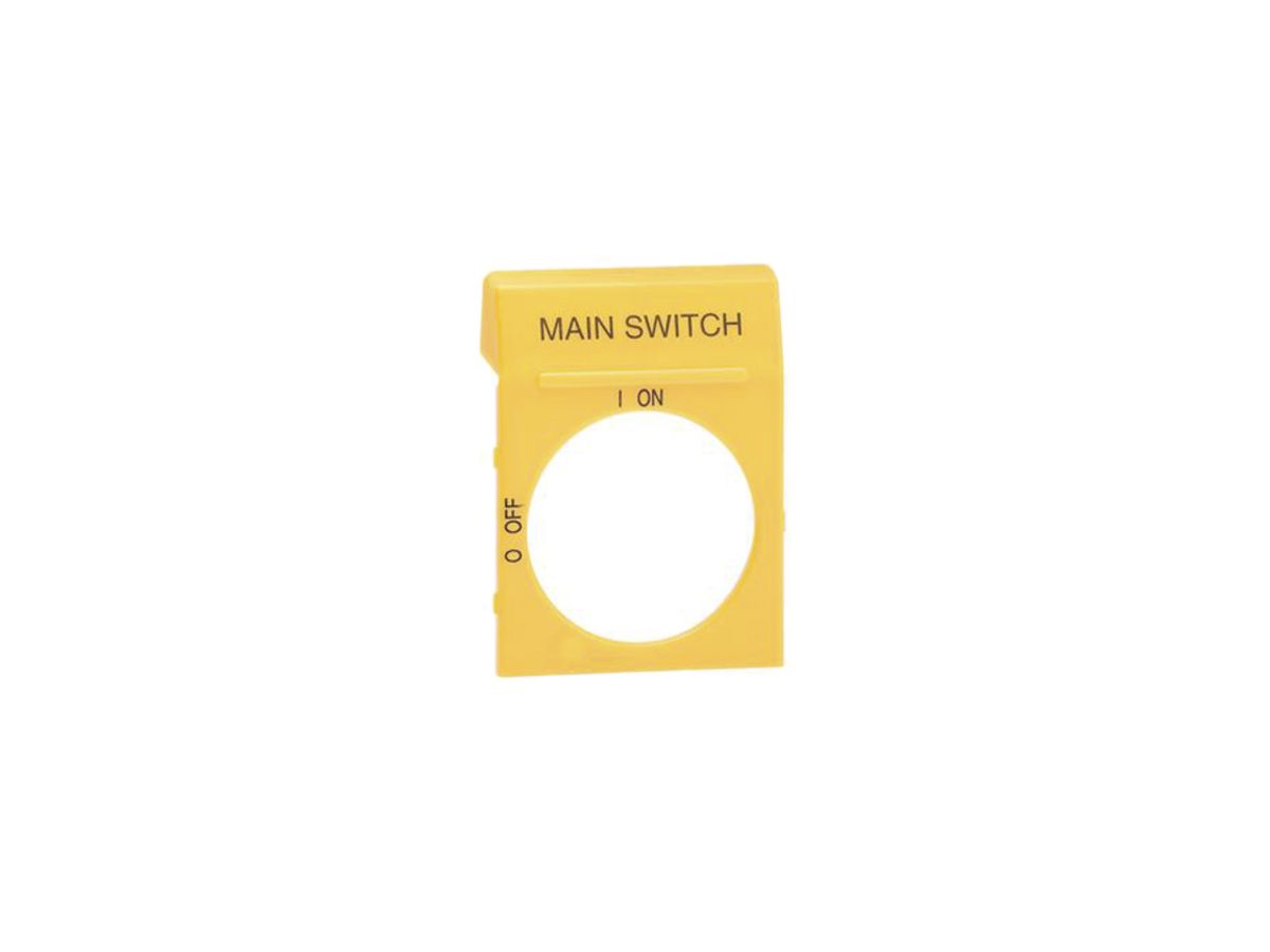 Beschriftungsschild gelb für Griff für OH 2 Main Switch