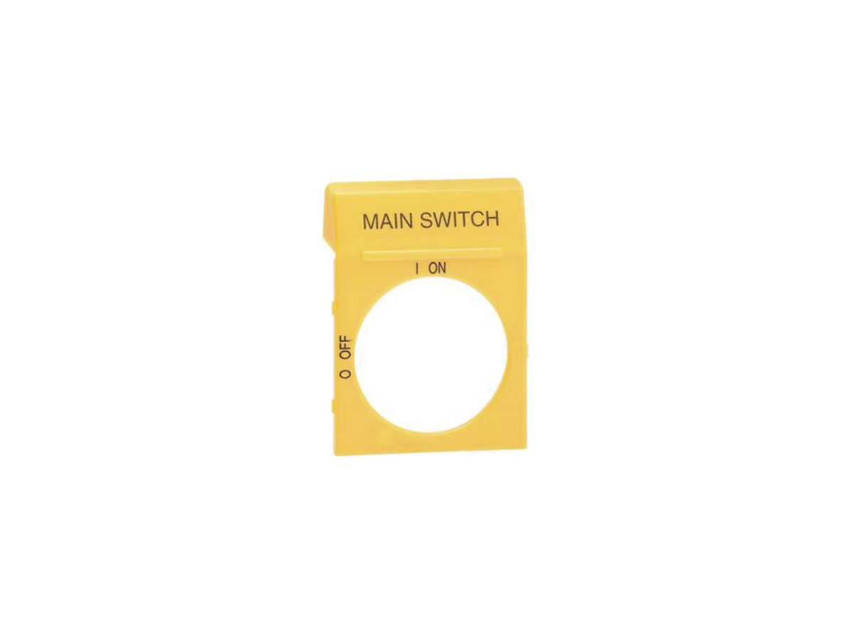 Beschriftungsschild gelb für Griff für OH 2 Main Switch