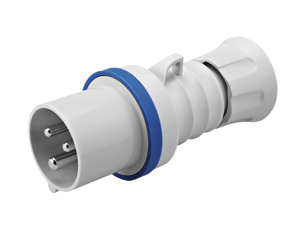 Stecker CEE GEWISS 16A IP44/54 3P 6h 250V Schraubklemmen Ø57×134mm blau