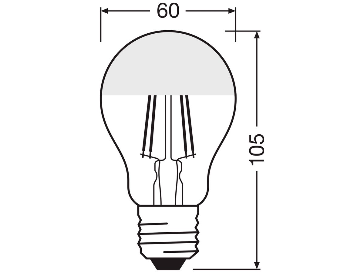 LED-Lampe LEDVANCE CLASSIC A E27 6.5W 640lm 2700K Typ A versp.silber DIM Ø60×105