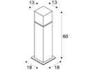 Pollerleuchte SQUARE POLE 60 E27 20W IP44 Edelstahl