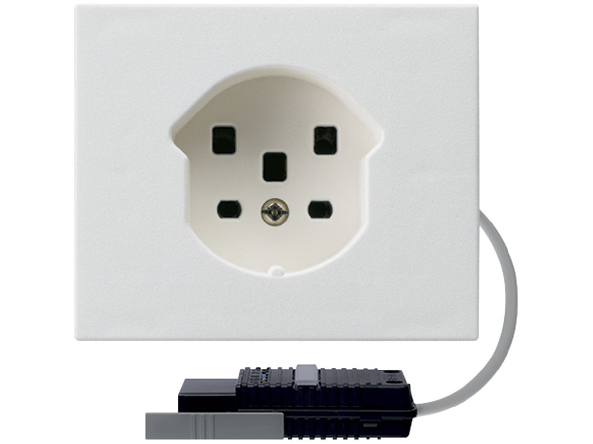 FLF-Steckdose HA Typ 25 mit Steckklemmen mit Rundkabel-Adapter weiss