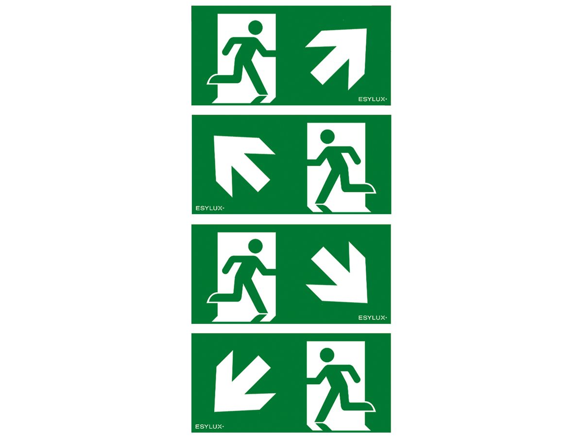 Piktogramm-Satz ESYLUX SLB 21m Pfeil OR/OL/UR/UL 230×120mm