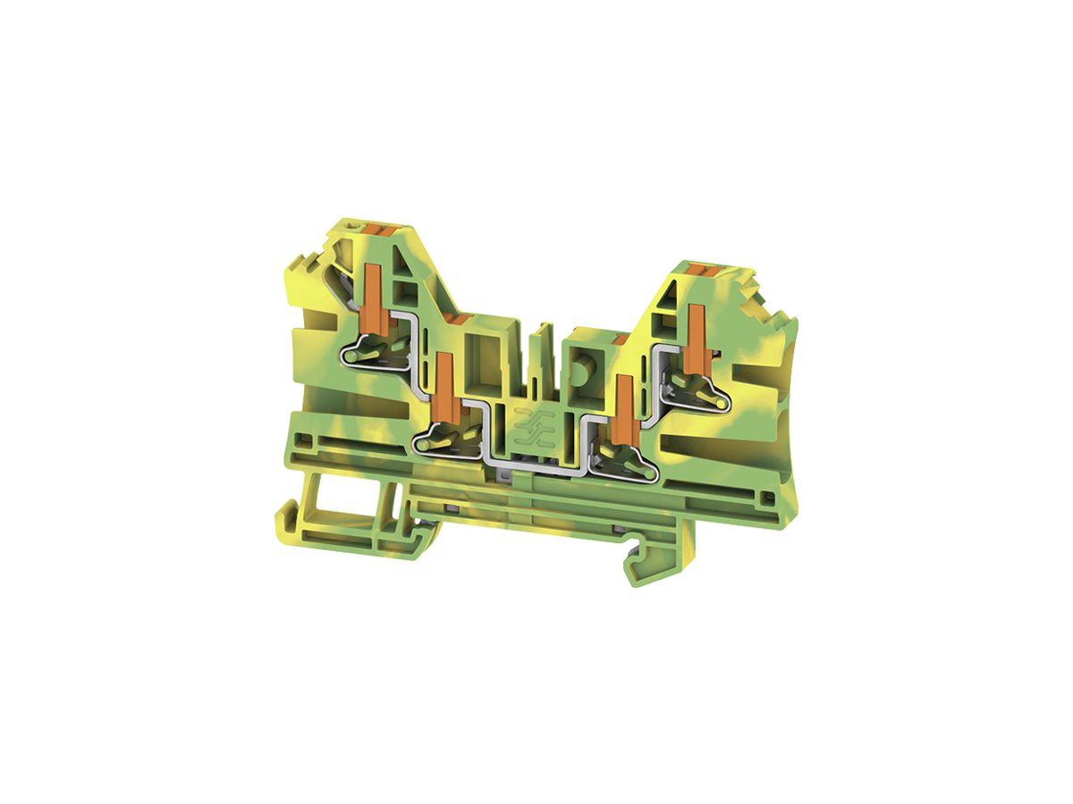 Durchgangs-Reihenklemme WM AL4C 4 PE 4mm² PUSH IN 4×1 TH35 grün/gelb