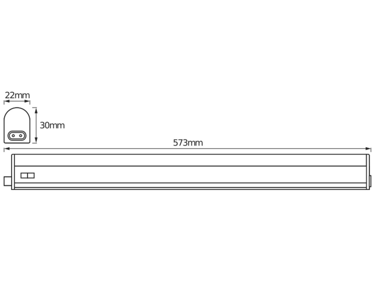 LED-Lichtleiste LDV LED SWITCH BATTEN 8W 900lm 3000K 573mm weiss