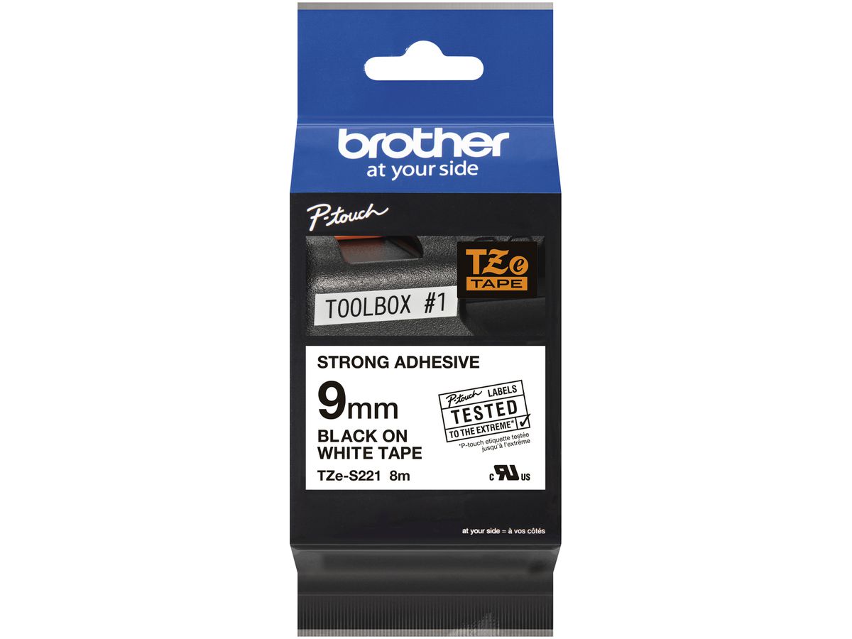 Schriftbandkassette Brother TZe 9mm×8m, weiss-schwarz