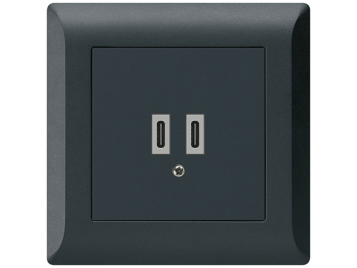 UP-USB-Ladesteckdose Hager kallysto.line C-C 20W 5V 92×92mm schwarz