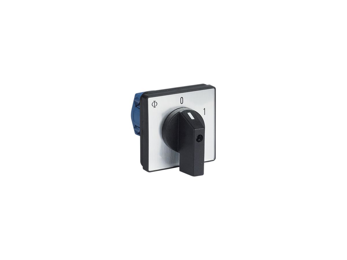 EB-Drehschalter K&N, 20A/690V 0/1L, Griff sz, 64×64mm, Ø8.5mm, "0-1"