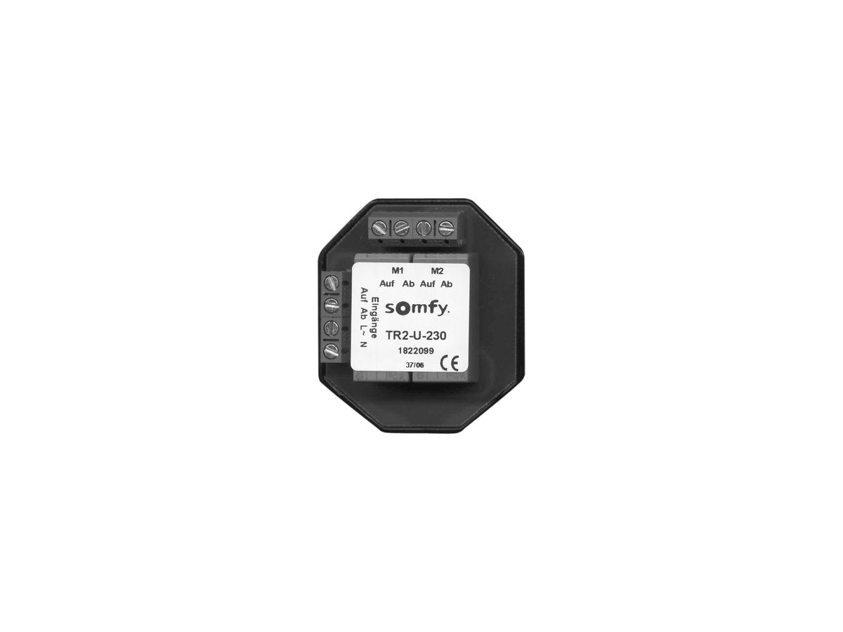 EB-Trennrelais Somfy TR2-U-230, 2-Kanal, 230V/8A, 52×50×22mm