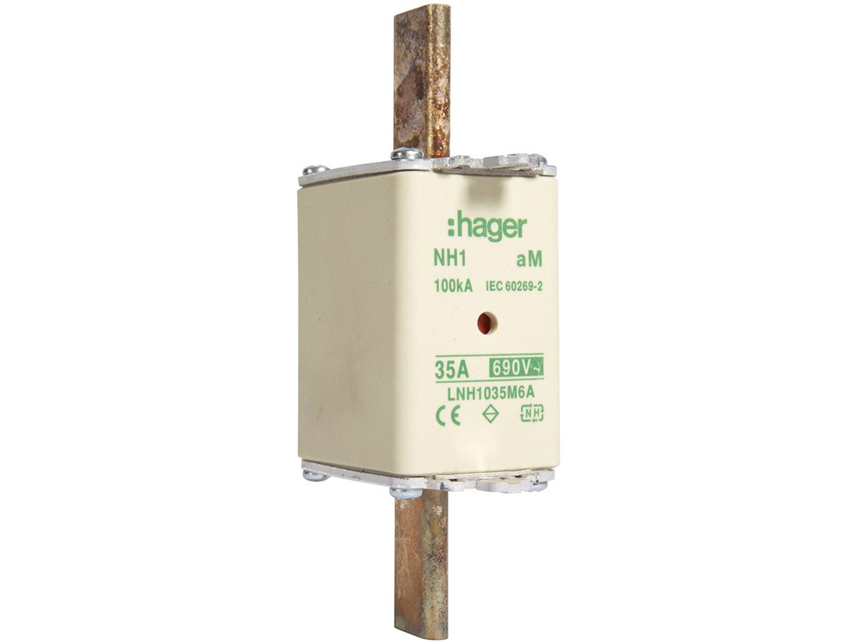 NH-Sicherung Hager DIN1 690VAC 35A aM Doppelkennmelder rostfrei