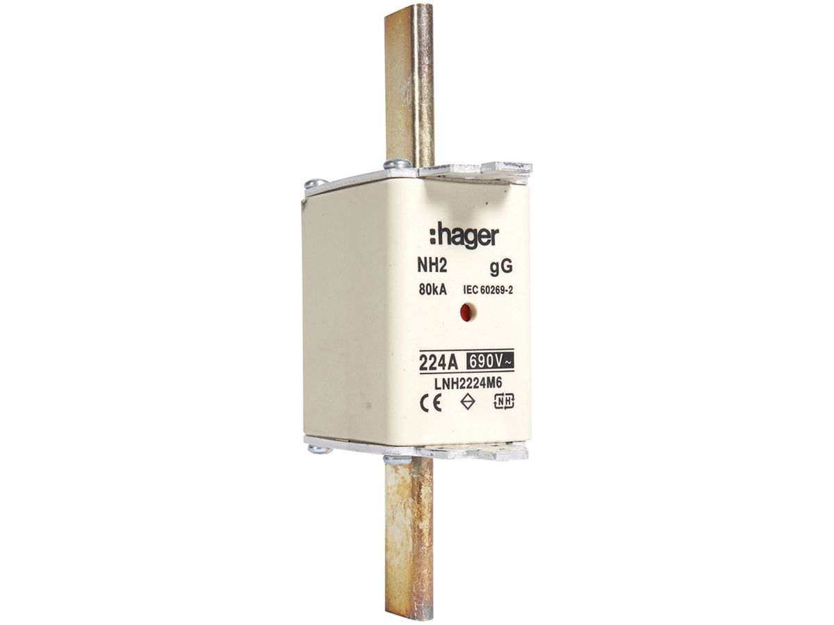 NH-Sicherung Hager DIN2c 690VAC 224A gG/gL Doppelkennmelder rostfrei