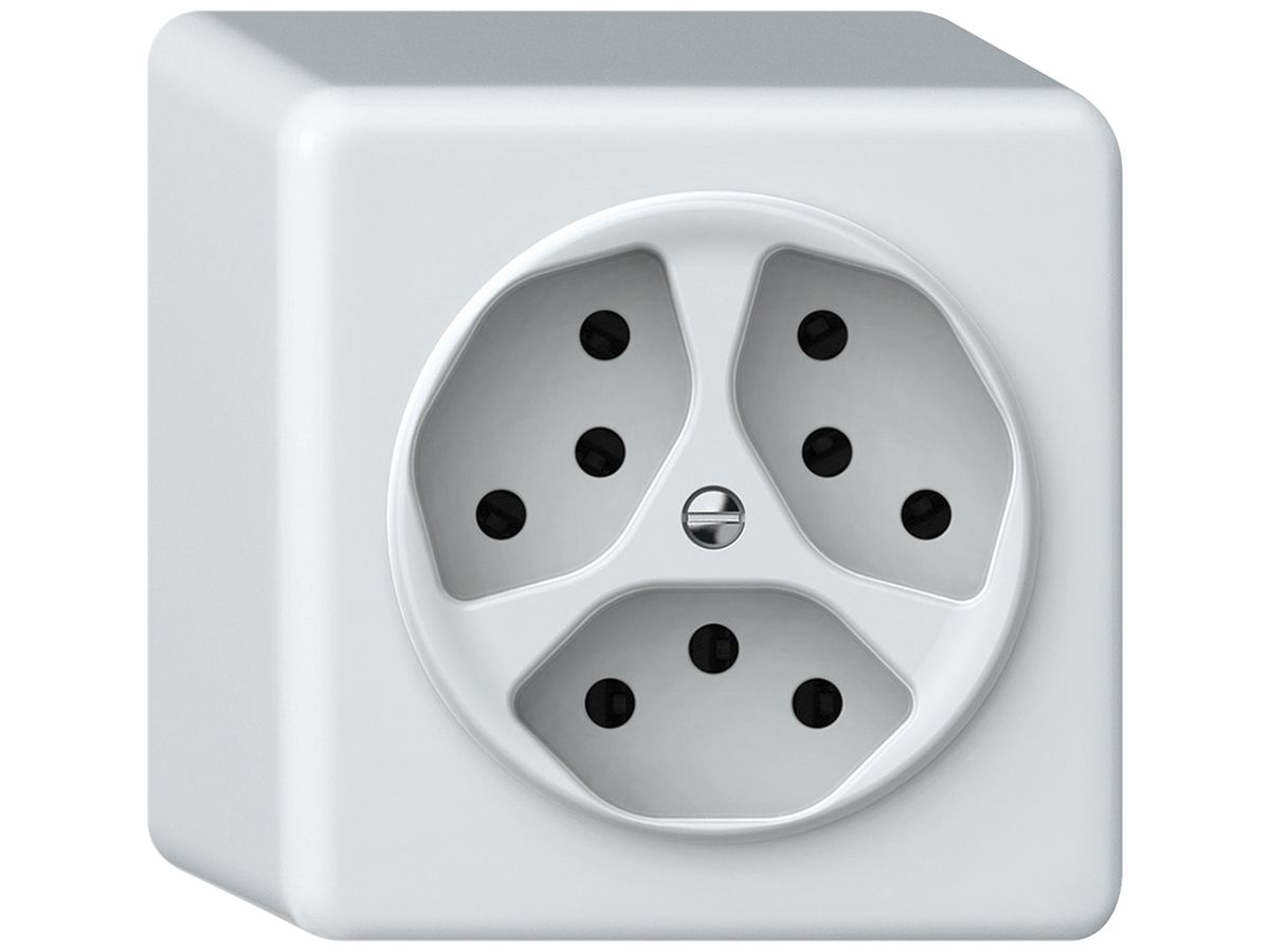 AP-Steckdose origin 3×Typ 13 10A 230V 88×88×54mm weiss