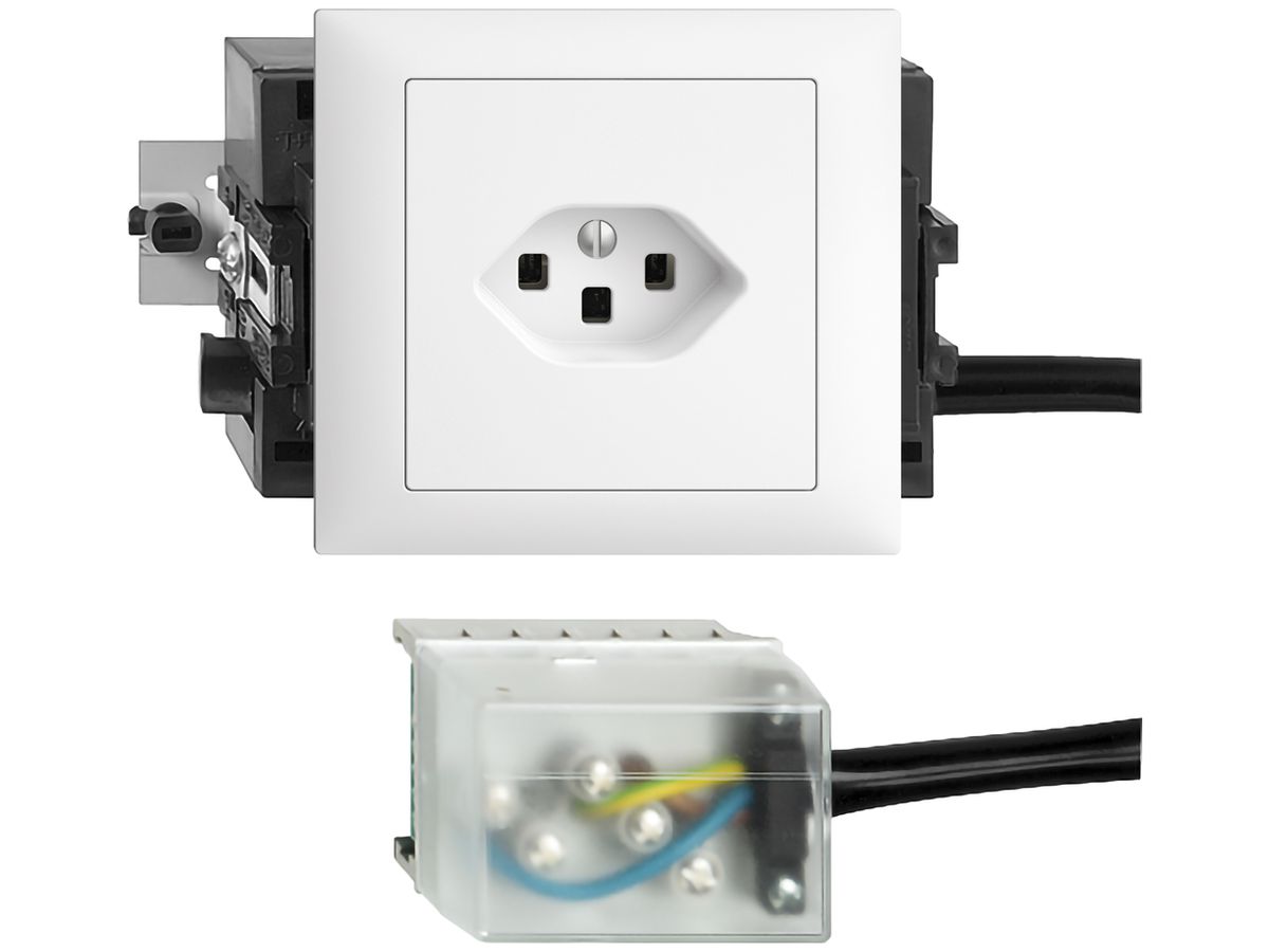 EB-Steckdose EDIZIOdue T23 L2 46…69mm weiss für Flachkabel Powerbus