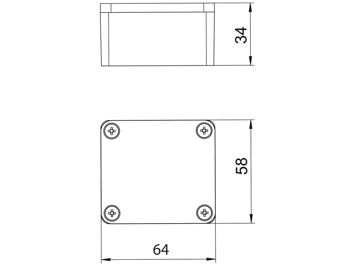 Leergehäuse BET Mx SGR 64×58×34mm Alu IP66 silbergrau