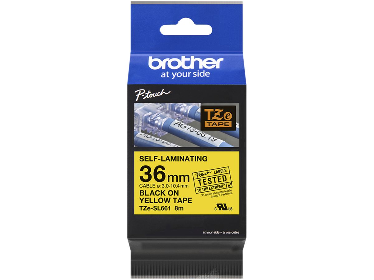 Schriftbandkassette Brother TZe-SL661 36mm×8m, gelb/schwarz