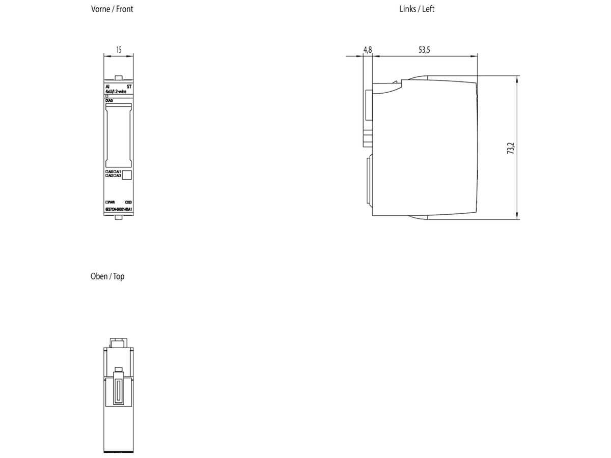 SPS-Eingabemodul Siemens SIMATIC ET200SP AI 4×U/I ST A0/A1 CC03