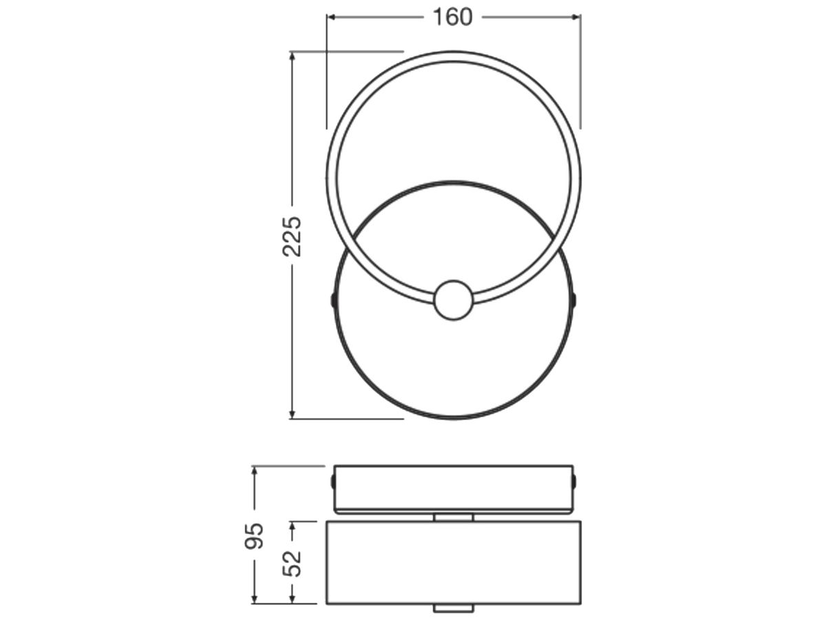 LED-Wandleuchte LEDVANCE Decor Circle 8W 370lm 830 160×95×225mm schwarz