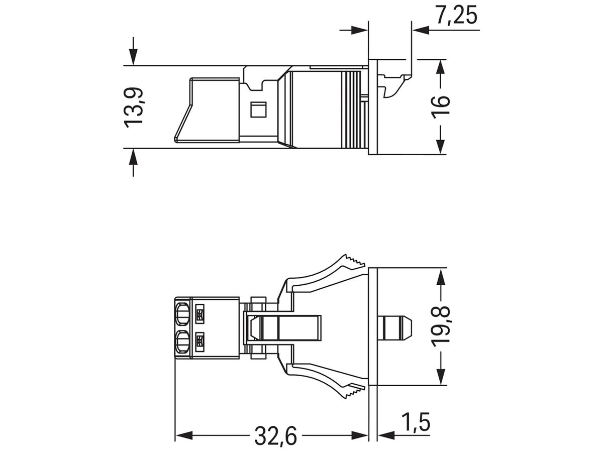 Stecker WAGO 2L 0.25…1.5mm² blau Codierung I 16A 250V Snap-In