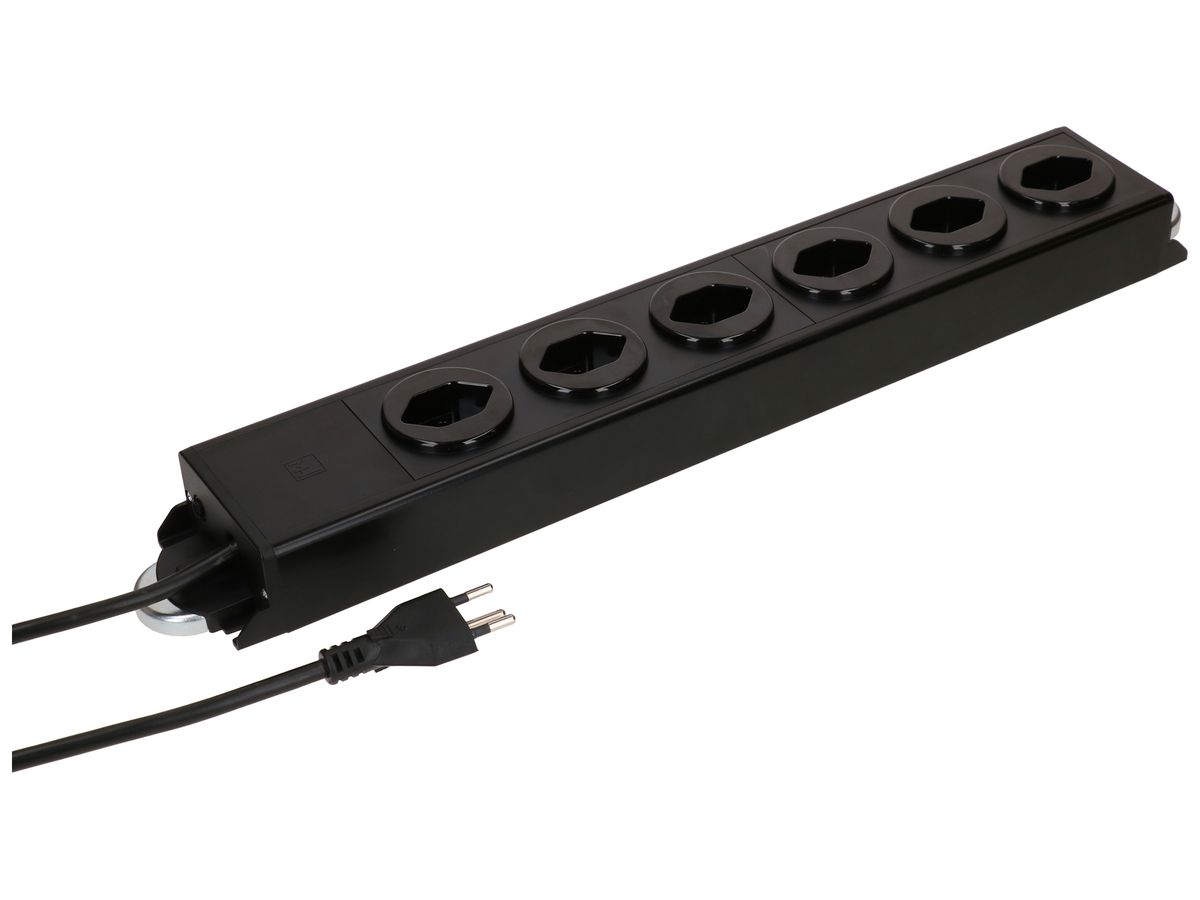 Steckdosenleiste MH POWER LINE 10A 6×T13 1.5m schwarz-schwarz 2×Magnet