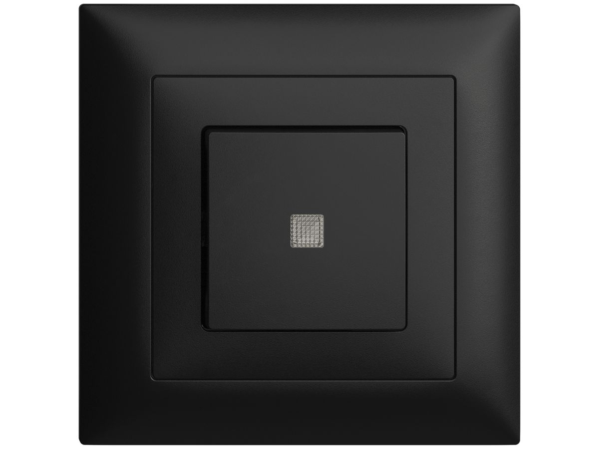 UP-Leuchttaster EDIZIOdue A-R/1P schwarz, mit Linse, LED, 88×88mm