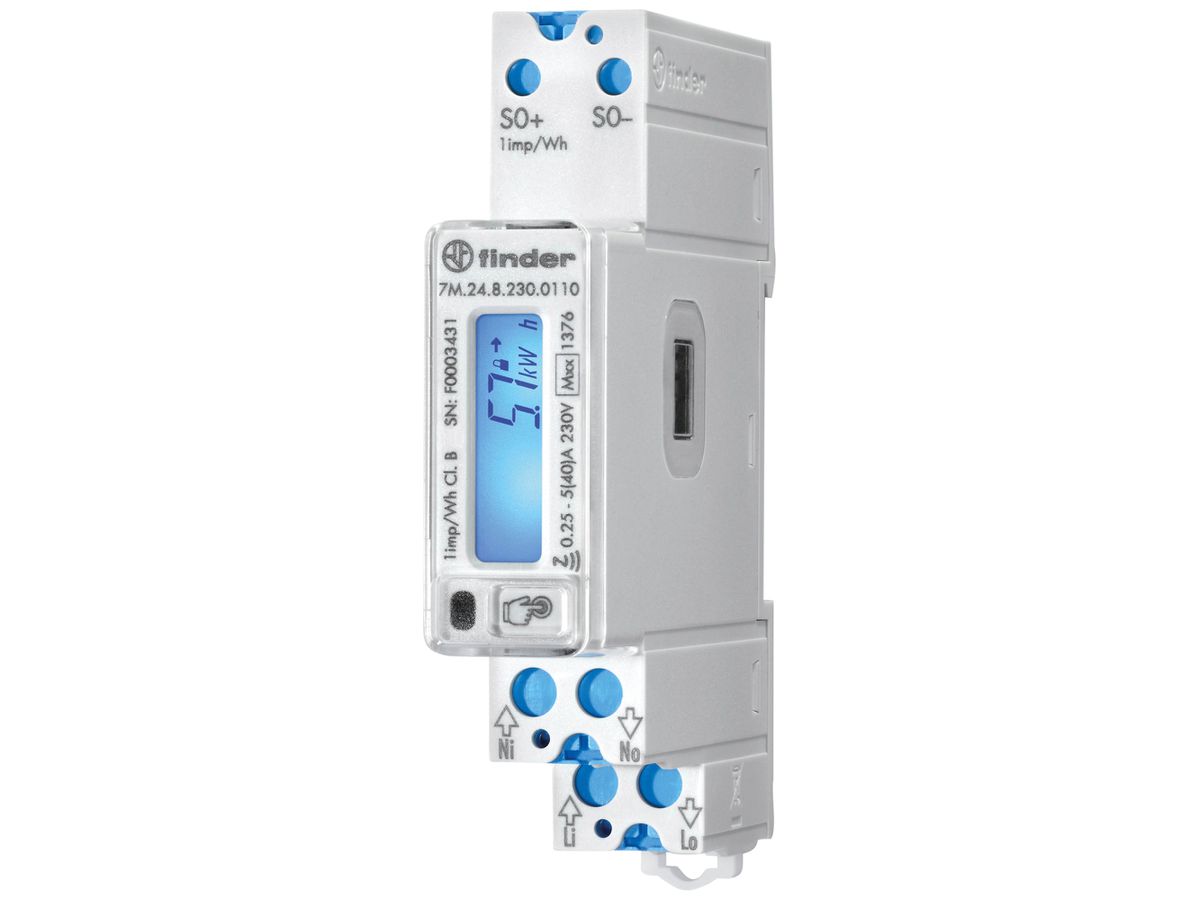 REG-Energiezähler FINDER 7M.24 1L direkt 40A elektrisch S0 MID-EU