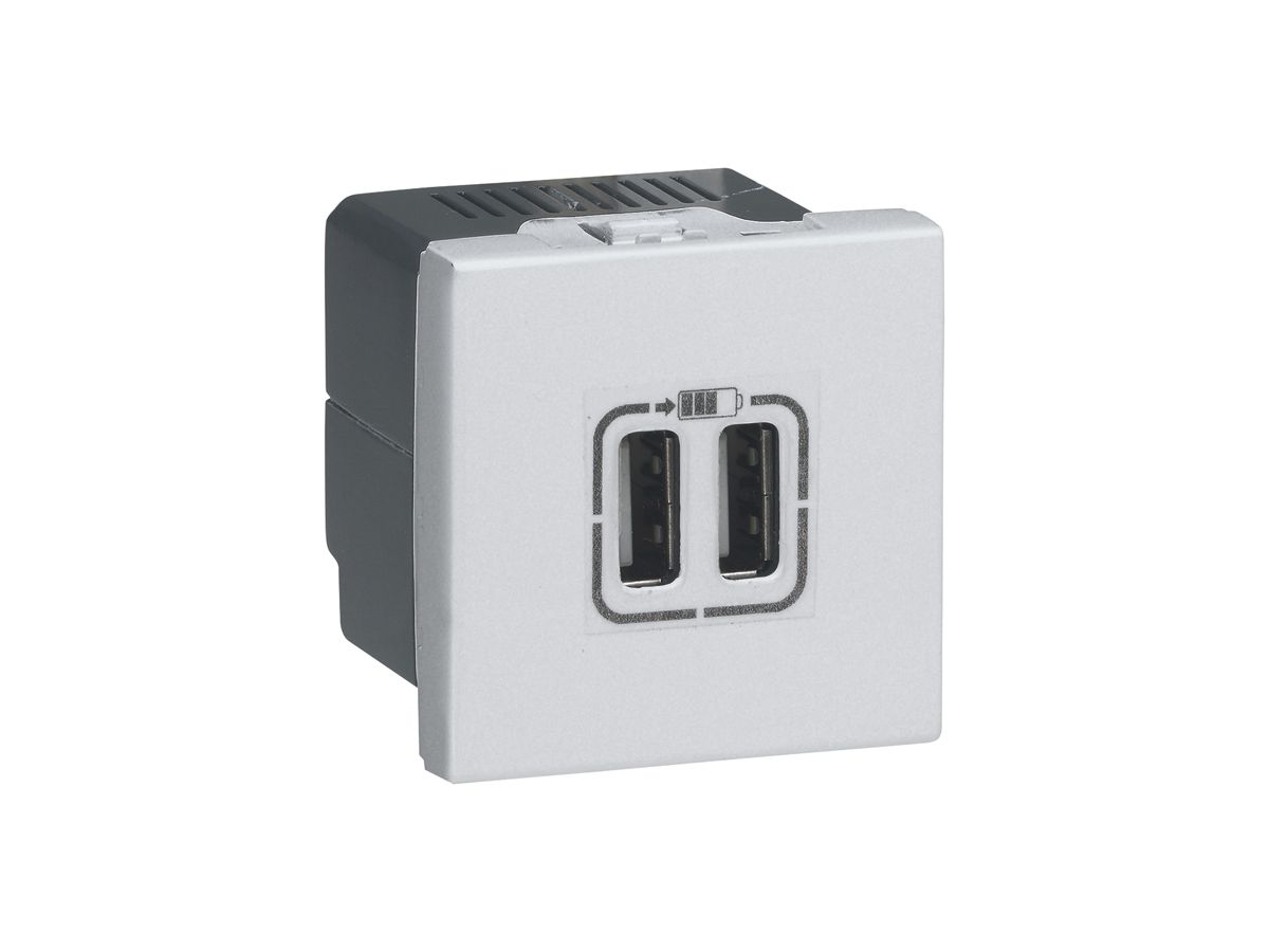 USB-Ladesteckdose MOS 2×Typ-A 3A 5V 2 Module weiss