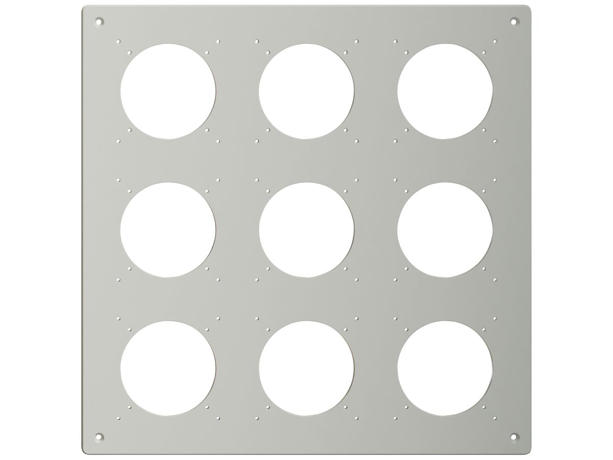 Montageplatte Feller NEVO SNAPFIX® 3×3 Ø69mm 325×325mm grau