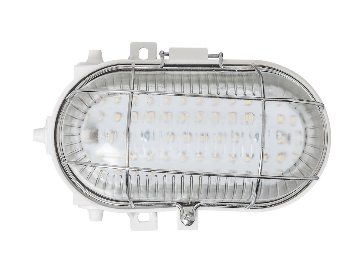 LED-Decken-/Wandleuchte WORKLIGHT 8W 850lm 6500K IP44 Gitter weiss 183×124 oval