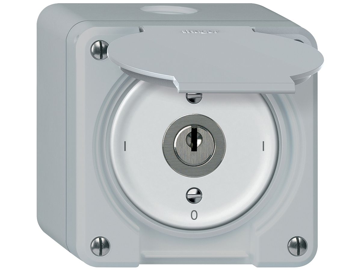 AP-Schlüsselschalter robusto Ausschalter 2×1-polig 16A 250V 86×86mm grau