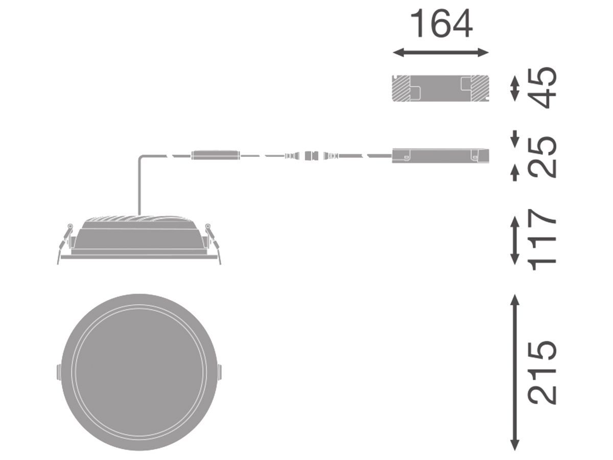 LED-Downlight LEDVANCE DL CMFT 25W 3750lm 4000K IP44 VWB DALI Ø215mm ws