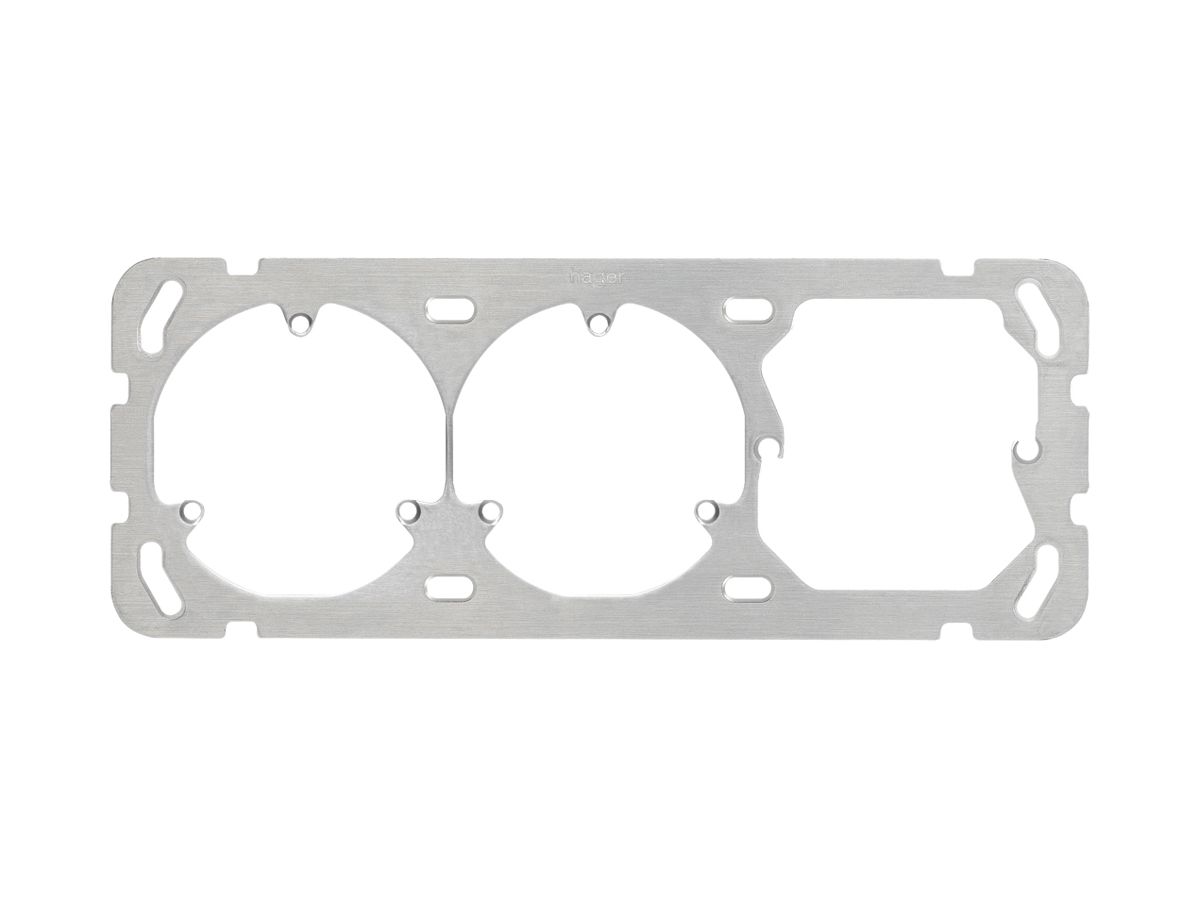 Befestigungsplatte HA Gr.I-I-I, horizontal, 77×197mm, 2×3-Punkt+52mm, Aluminium