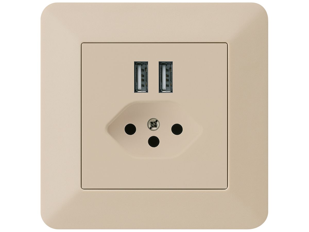 UP-Steckdose 2×USB & T13 kallysto.trend 2400mA beige