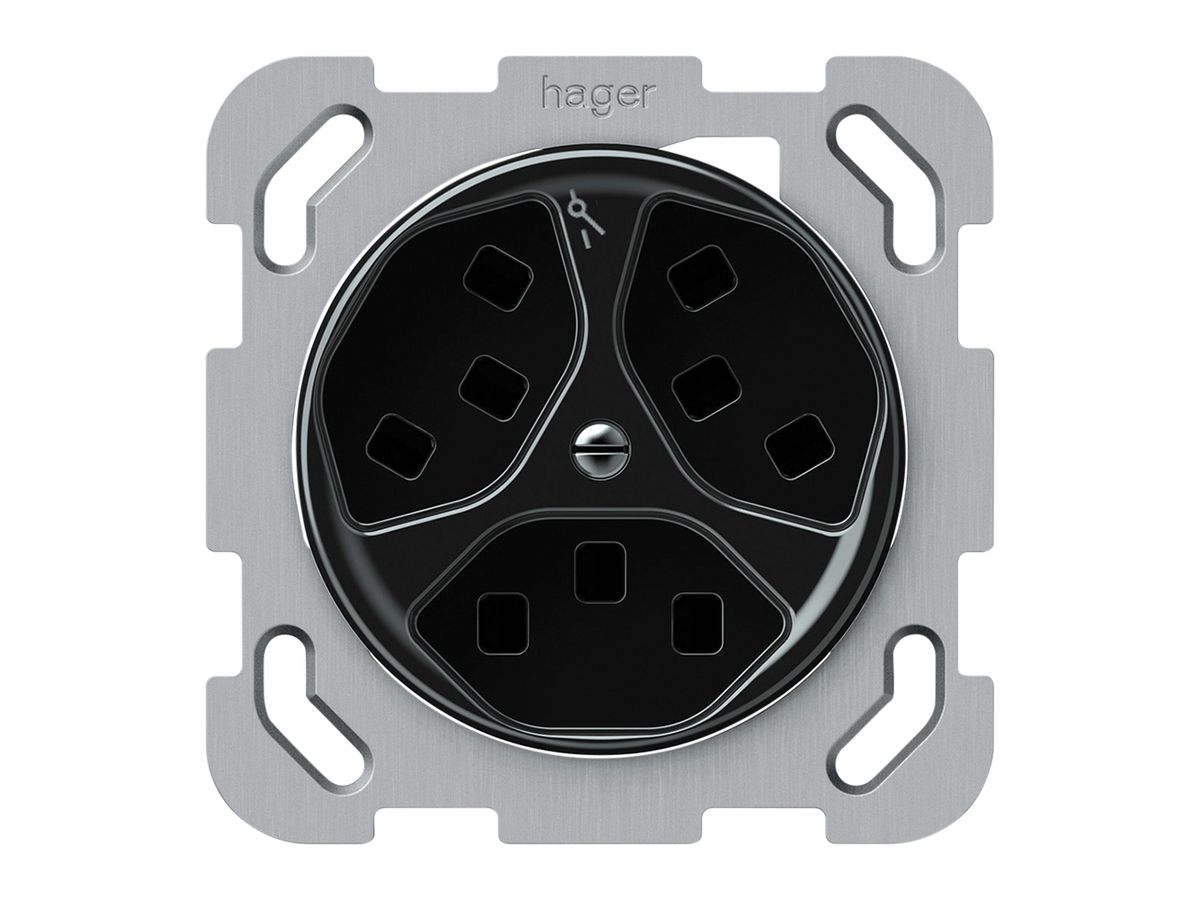 UP-Steckdose origin 3×Typ 23 1×S 16A 230V 77×77mm schwarz