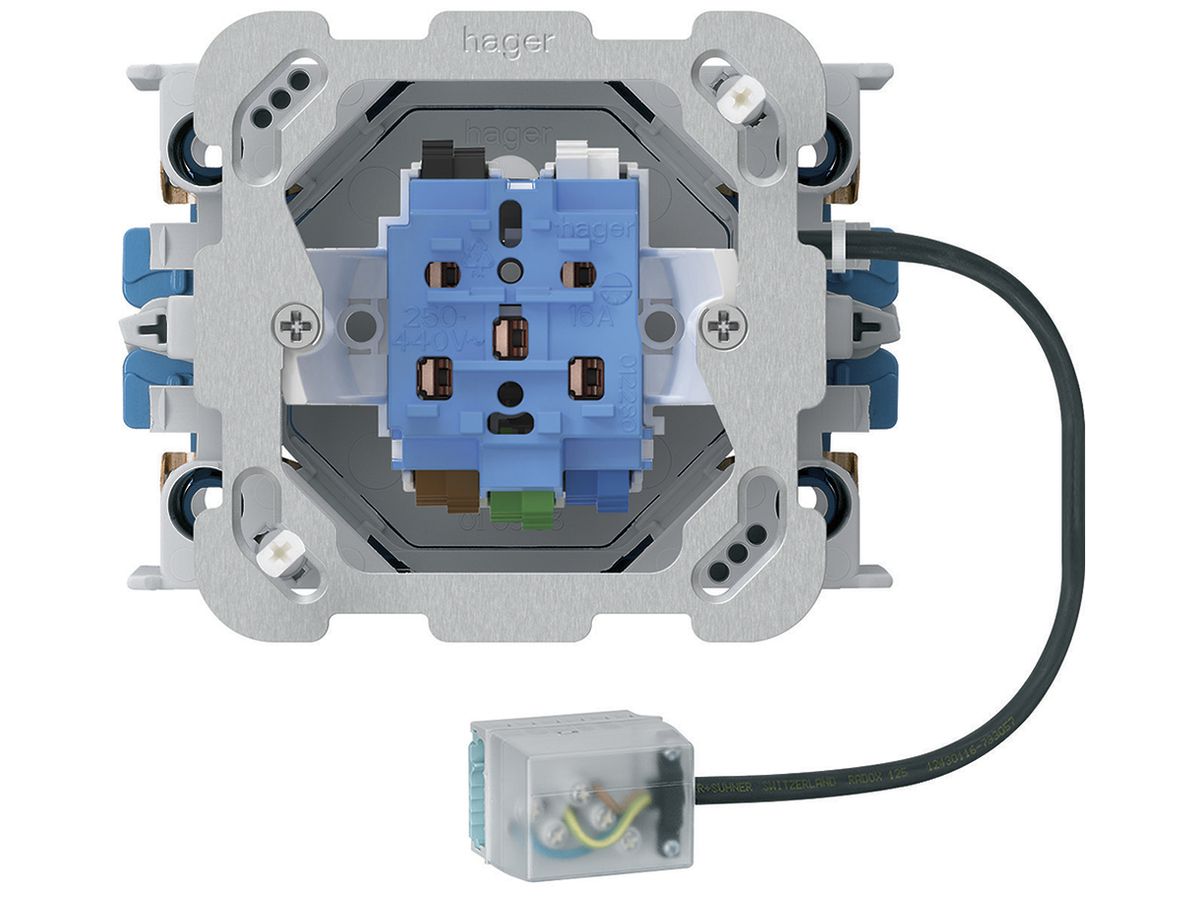 EB-Steckdose 1×T15/25 Hager Ecobus power mit EB-Dose G3