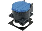 EB-Steckdose Steffen T13 IP55 10A 250V, anthrazit/Deckel hellblau