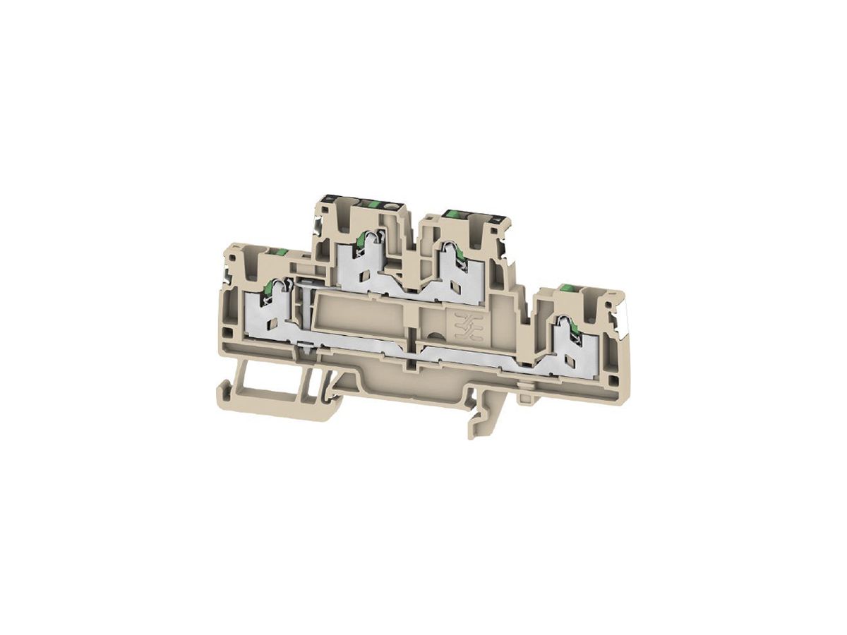 Durchgangs-Reihenklemme S2T 2.5 VL DL 2.5mm² 22A 800V SNAP IN 2×2 TH35 beige