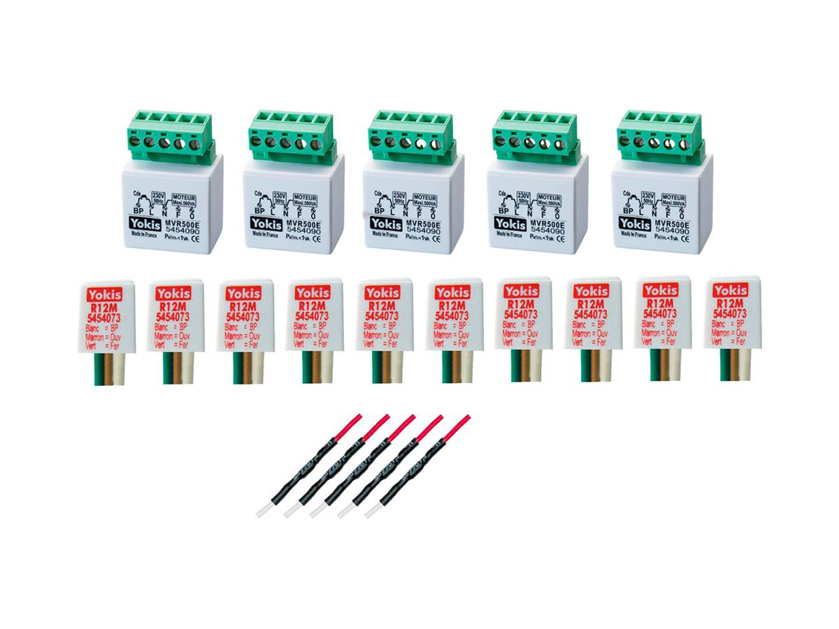Rolladenaktor-Set YOKIS 5-SHUTTER WIRED KIT 5×MVR500E 10×R12M 1×D600V