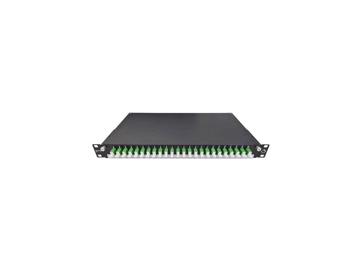 Spleissbox 19" Dätwyler OV-CH 24×LSH/APC grün OS2 versetzt 1HE schwarz