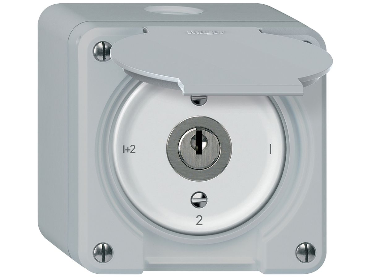 AP-Schlüsselschalter robusto Serienschalter 16A 250V 86×86mm grau