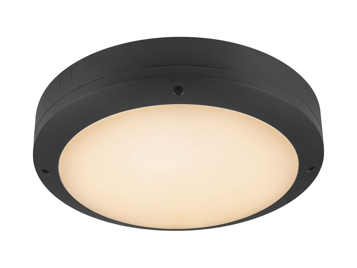 LED-Deckenleuchte SLV BULKHEAD SEN 20W 1900lm 930/940/965 IP65 Ø360mm schwarz