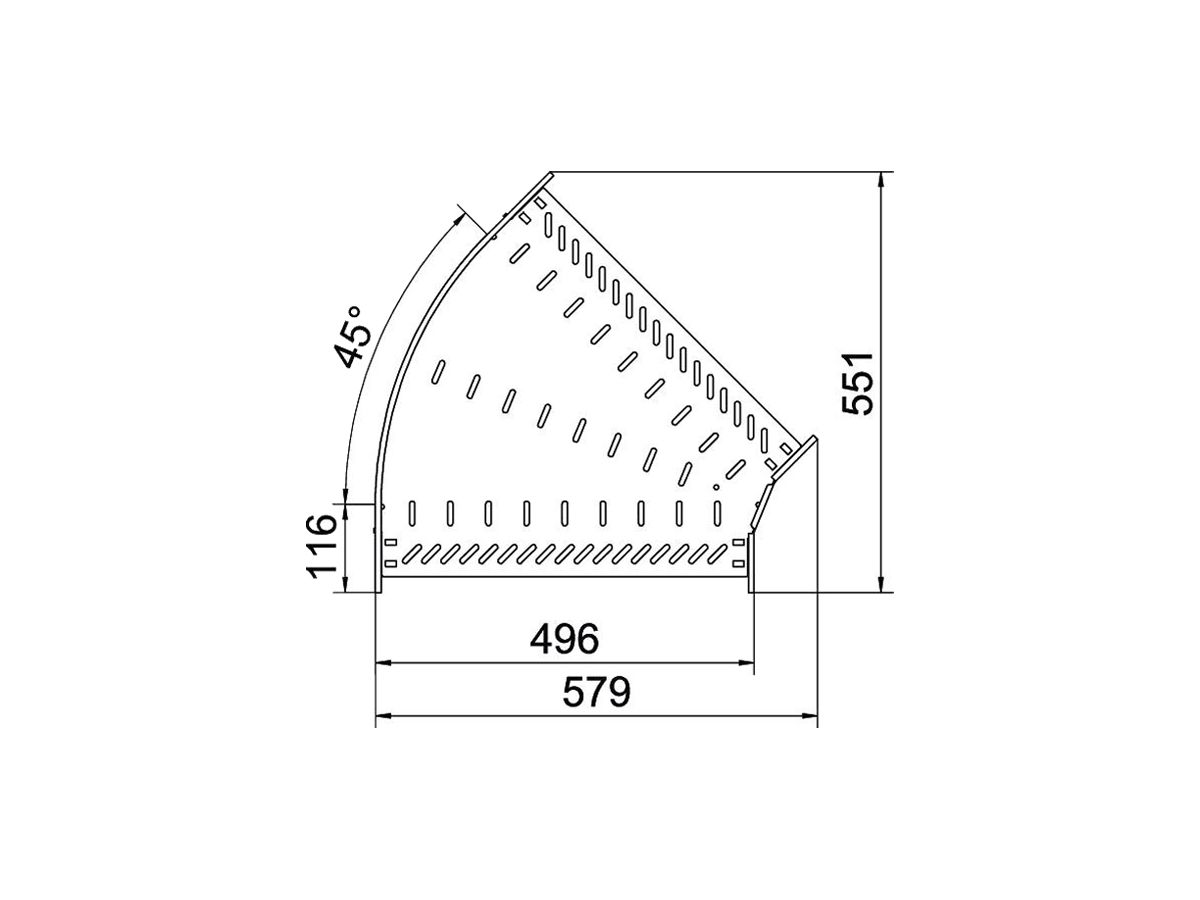 Bogen BET RB 45° 60×500mm Stahl bandverzinkt