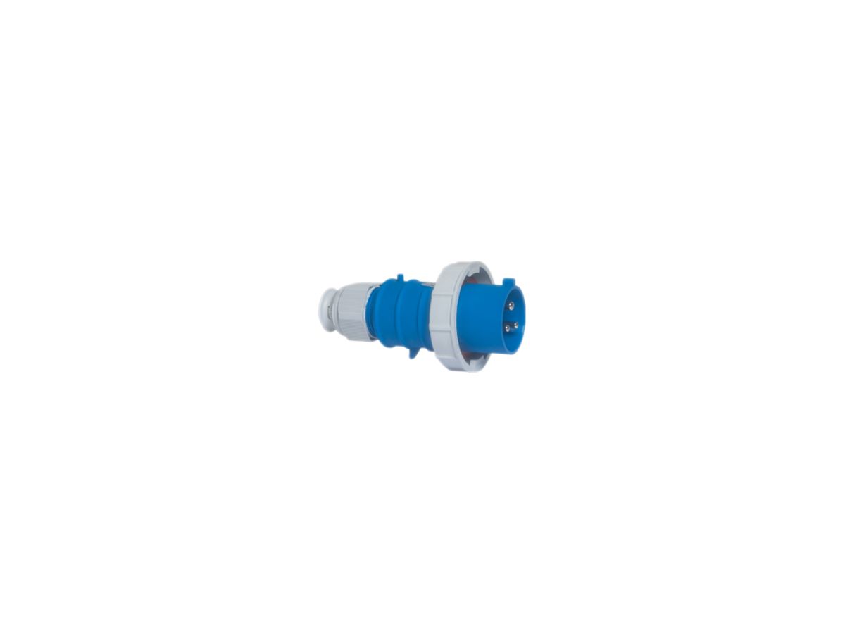 Stecker CEE Bals 3P 16A 230V 6h blau IP67 vernickelt QC.TE-Plus