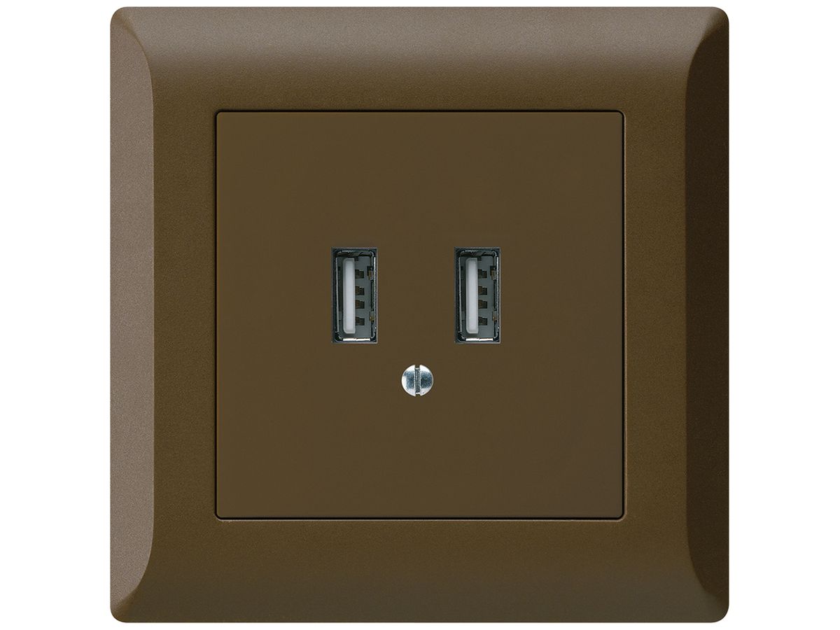 UP-USB-Ladesteckdose Hager kallysto.line 240V 2400mA braun