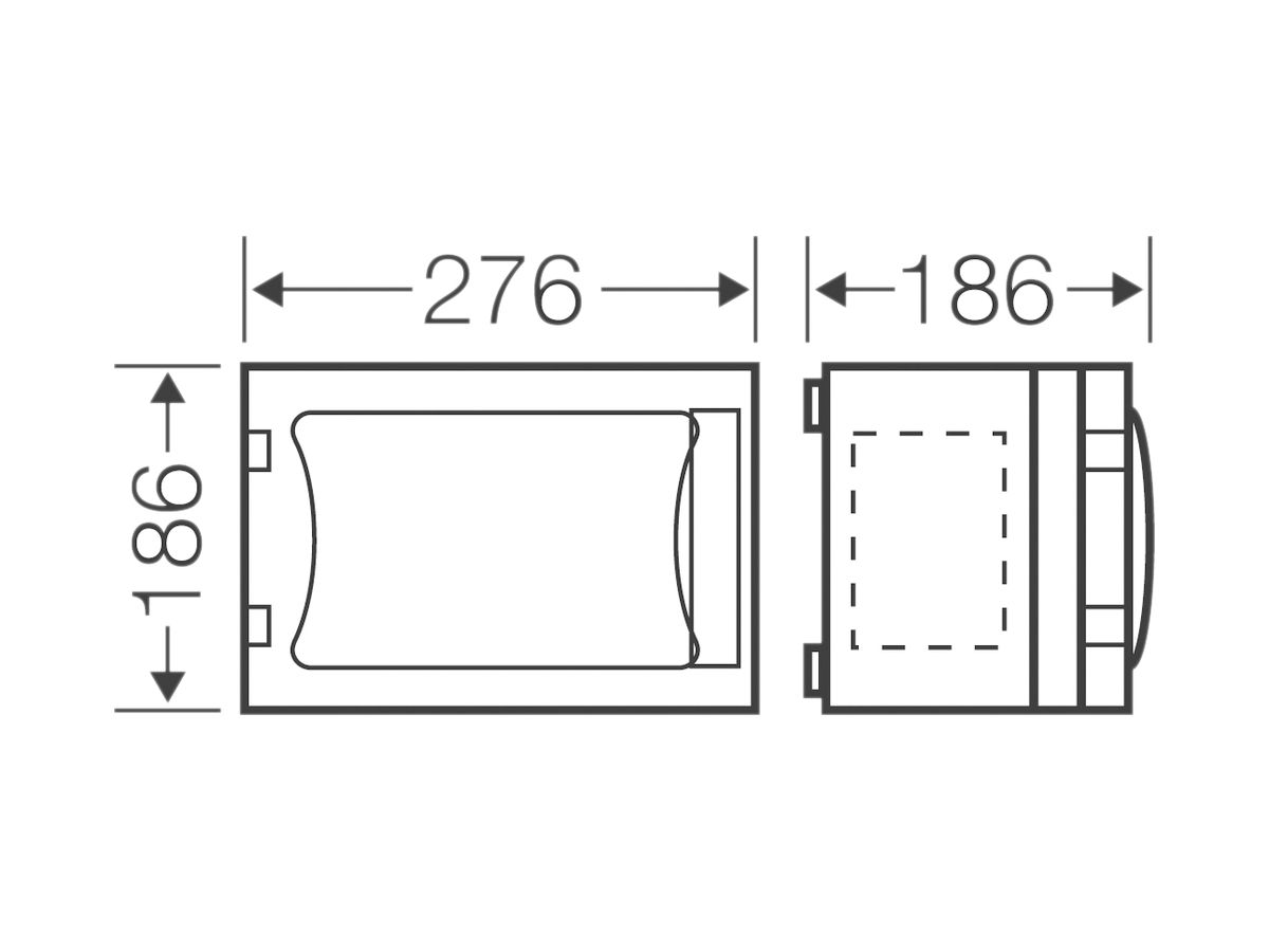 Apparategehäuse Hensel FP 0151 grau leer mit Türe geschlossen 276×186×186mm